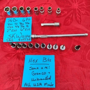 SK Tools 1/4" SK Wayne Sockets & Extension Lot Plus Extras!! VTG - Picture 1 of 14
