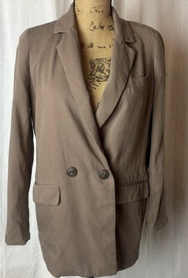 Madewell Drapeweave Caldwell Double-Breasted Blazer Oversized Slouchy Tan NH328 - Image 1 of 4
