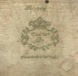 MUESTREADOR DE COSTURA TEXTIL ARTE POPULAR ANTIGUO ENMARCADO BAJO VIDRIO DESCOLORIDO 1867 - Imagen 1 de 15