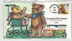 1900/1910 COLLINS CELEBRATE CENTURY HANDPAINTED TEDDY BEARS STAMP/CACHET - Picture 1 of 1