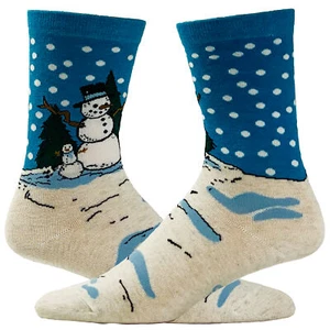 Women's Snowman Socks Cute Winter Weather Snow Holiday Christmas Party Festive - Picture 1 of 9