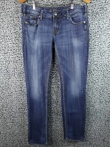 Pantalones de mezclilla plateados Aiko ajustados para mujer 31x31 azul detalle de puntada elástica - Imagen 1 de 18