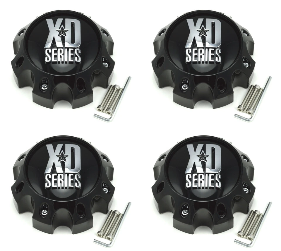 4x NEW XD Series Wheel Center Caps Gloss Black fits 8 Lug XD797 Spy XD798 Addict - Image 1 of 4