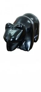 2" Obsidian krummer Mund Bär Figur, Naturstein Tier Skulpturen für H... - Bild 1 von 9