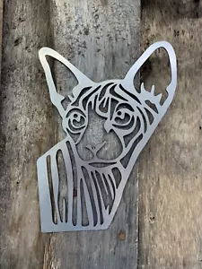 SPHYNX GATO ARTE PARED JARDÍN ADORNO INTERIOR EXTERIOR OXIDADO ACERO SUAVE REGALO CALDY - Imagen 1 de 2