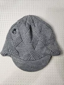 Knuckleheads Little Threadz Gray Knit Visor Beanie Toddler/Kid Winter Hat - Picture 1 of 6
