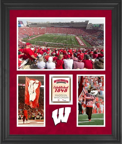 Wisconsin Badgers Camp Randall Stadium Framed 20x24 3-Opening Collage Cover