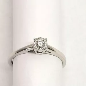  9 Carat White Gold Diamond Solitaire Engagement Ring Size M1/2 - Picture 1 of 12