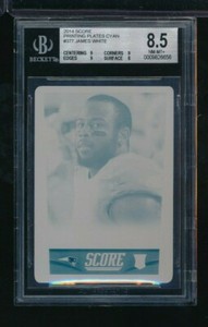 2014 Panini Score #377 James White rookie rc Cyan Printing Plate BGS 8.5 1/1 