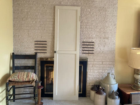 Antique Pantry Cupboard Door White Paint 2-Panel Rustic Farmhouse 17x65 2of2-R Cover
