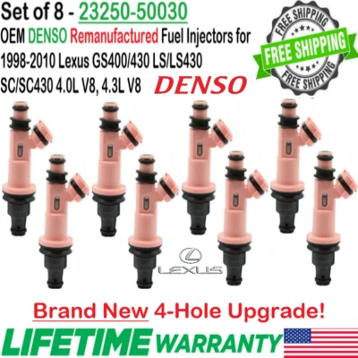 NEW x8 OEM DENSO 4-Hole Upgrade Fuel Injectors for 1998-2000 Lexus GS400 4.0L V8 — 第 1/4 张图片