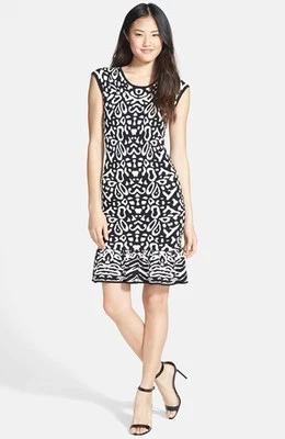 NEW FELICITY & COCO- Medium -Flounce Hem Jacquard Body-Con Sweater Dress ($118) - Image 1 of 4