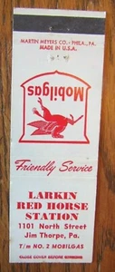 LARKIN MOBIL GAS STATION MATCHBOOK MATCHCOVER: JIM THORPE, PENNSYLVANIA -E15 - Picture 1 of 2