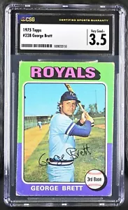 Topps #228 1975 George Brett Kansas City Royals - tarjeta de novato - CSG 3,5 en muy buen estado+ - Imagen 1 de 2