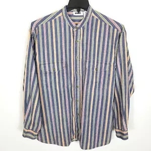 Gitano Men Linen Cotton Button Up Shirt Size M Multiple Stripe Long Sleeve - Picture 1 of 8