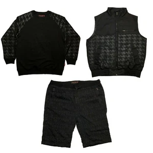 Director's Cut by Luxu-T Hahnentritt Herren schwarz Top & Weste & schwarze Shorts 3er Set - Bild 1 von 11