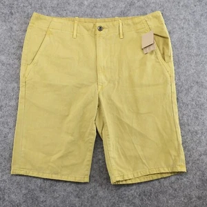 Levis Chino Shorts Mens 34 Yellow Denim Workwear Casual Outdoor Dyed Aged Cotton - Picture 1 of 16