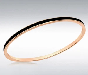 Brazalete Esclavo Negro Bañado En Oro Rosa De Plata Esterlina - Imagen 1 de 1