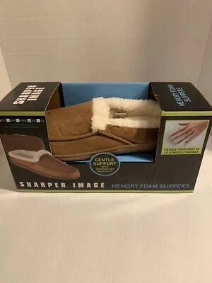 NIB Unisex SHARPER IMAGE Brown Memory Foam Slippers Large M(9-10) W(10-11) - Image 1 of 4