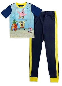 Kids SpongeBob SquarePants Pajamas Set Pants T Shirt Boys 4 5 6 7 8 NWT NEW - Picture 1 of 3