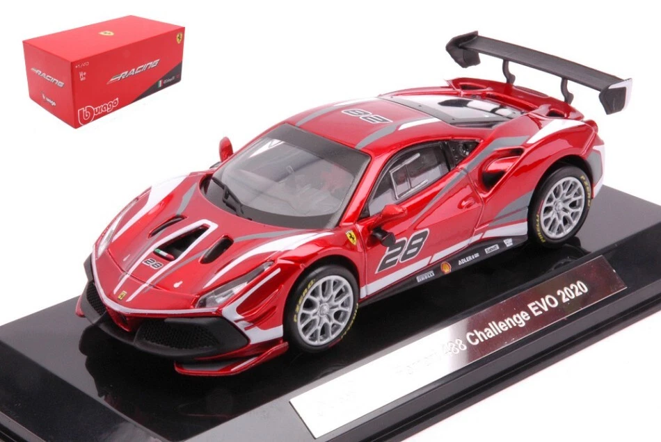 MODELLINO AUTO STATICO BURAGO FERRARI 488 CHALLENGE EVO 2020 #28 ROSSO 1/43 - Immagine 1 di 1