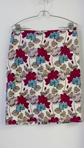 Ann Taylor Damen Rock rosa & blau Blumen gerade kurz Größe 6 Taille 30ins  - Bild 1 von 6