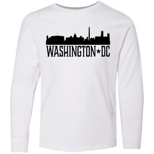 Inktastic Washington DC City Skyline Youth Long Sleeve T-Shirt Cities Clothing - Picture 1 of 3