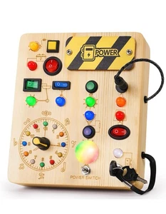 New Montessori Wooden LED Busy Board Sensory Learning Fine Motor Skills 1-3 Year - Picture 1 of 7