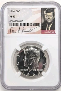 1964 PP Kennedy Silber Half Dollar NGC PF 67. Kennedy Label - Bild 1 von 2