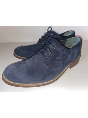 Мужские кожаные туфли-оксфорды HUDSON темно-синие Worldwindow с круглым носком на блочном каблуке 45 - Изображение 1 из 4