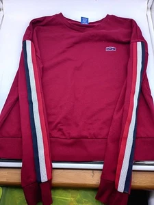 Sudadera vintage Y2K PONY roja blanca azul rayas en la manga logotipo bordado  - Imagen 1 de 7