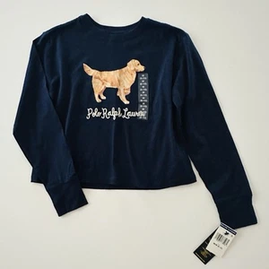 Polo Ralph Lauren Kids 8-10 Dog Navy Long Sleeve Shirt Top NWT - Picture 1 of 4