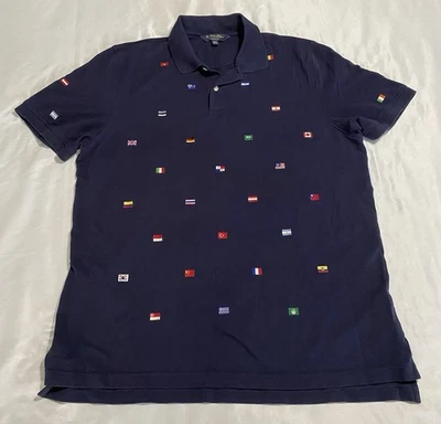 Camisa Polo Brooks Brothers Para Hombre 2XL Algodón Supima Banderas del Mundo Bordadas Foto 1 de 4