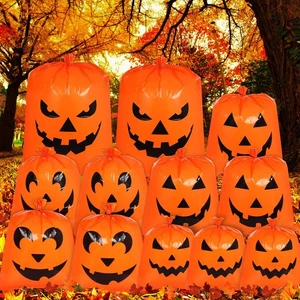 12 Stück Halloween Kürbis Rasensäcke - Halloween Deko Blatt Beutel mit 5 De... - Bild 1 von 7