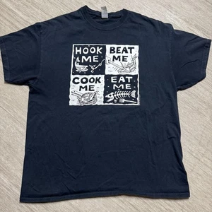 Ray Troll Hook Me Beat Cook Eat Fish T-Shirt Men XL Fishing Humor Girdwood - Picture 1 of 6