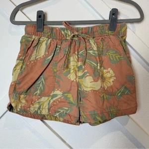 Cynthia Rowley Orange Tropical Drawstring Elastic Waist Shorts Lyocell Size XS - Picture 1 of 6