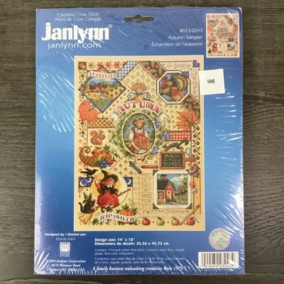Janlynn Sandy Orton AUTUMN Sampler Counted Cross Stitch Kit 023-0243 NO THREAD - Image 1 of 4