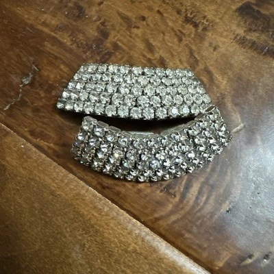 "Par de clips para zapatos Musi delicados pedrería tono plata vintage 2,25""" Foto 1 de 4