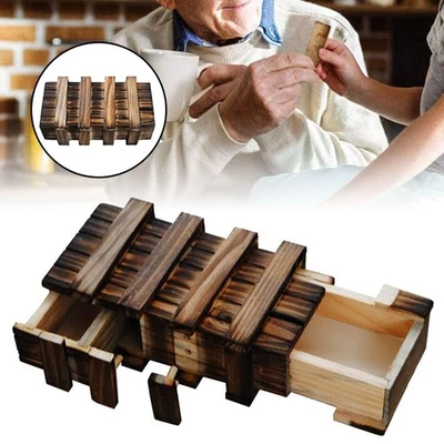 Magic Compartment Wooden Puzzle Box With Secret Drawer Brain Teaser Kids Gift DE - Bild 1 von 4