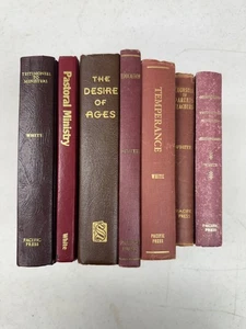 Lot 7 books Ellen G White Adventist SDA 1949 Maroon Vintage Hard Cover Chrisitan - Picture 1 of 8