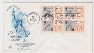 TurtlesTradingPost- Statue of Liberty Airmail FDC 1959 #C58 Artcraft ASDA Block - Picture 1 of 1