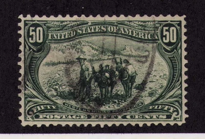 1898 US SC 291 50c Sage Green, Western Mining Prospector, Used XF Sound - Image 1 of 3