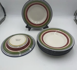 6 - Pottery Barn Espadrille Stripe 10" PASTA BOWLS Dinnerware - Picture 1 of 6