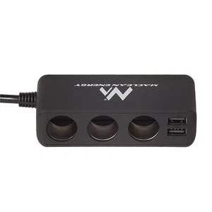 Maclean MCE117 3-Prises Alimentation Allume-Cigare Adaptateur 2 Ports USB Cha... - Photo 1/8