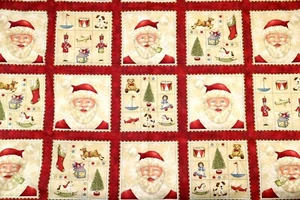 Holiday Cotton Fabric Ho! Ho! Ho! Kris Lammers Maywood Studio Christmas Squares  - Picture 1 of 5