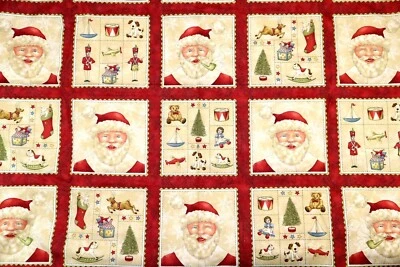Holiday Cotton Fabric Ho! Ho! Ho! Kris Lammers Maywood Studio Christmas Squares  - Image 1 of 4