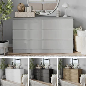 Wooden Chest of 6 Drawers Bedroom Furniture Storage Bedside Table Modern Cabinet - Picture 1 of 65