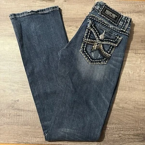 Miss Me Jeans Women’s Sz 27 Irene Bootcut Stitch Dark Wash Flap Pockets - Picture 1 of 14