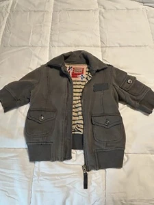 FREE PEOPLE Distressed Cropped Bomber Sweatshirt Jacket Short Sleeves Size XS - Picture 1 of 9