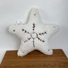 Pottery Barn Cozy Embroidered Snowflake Star Shaped Decorative Pillow Christmas